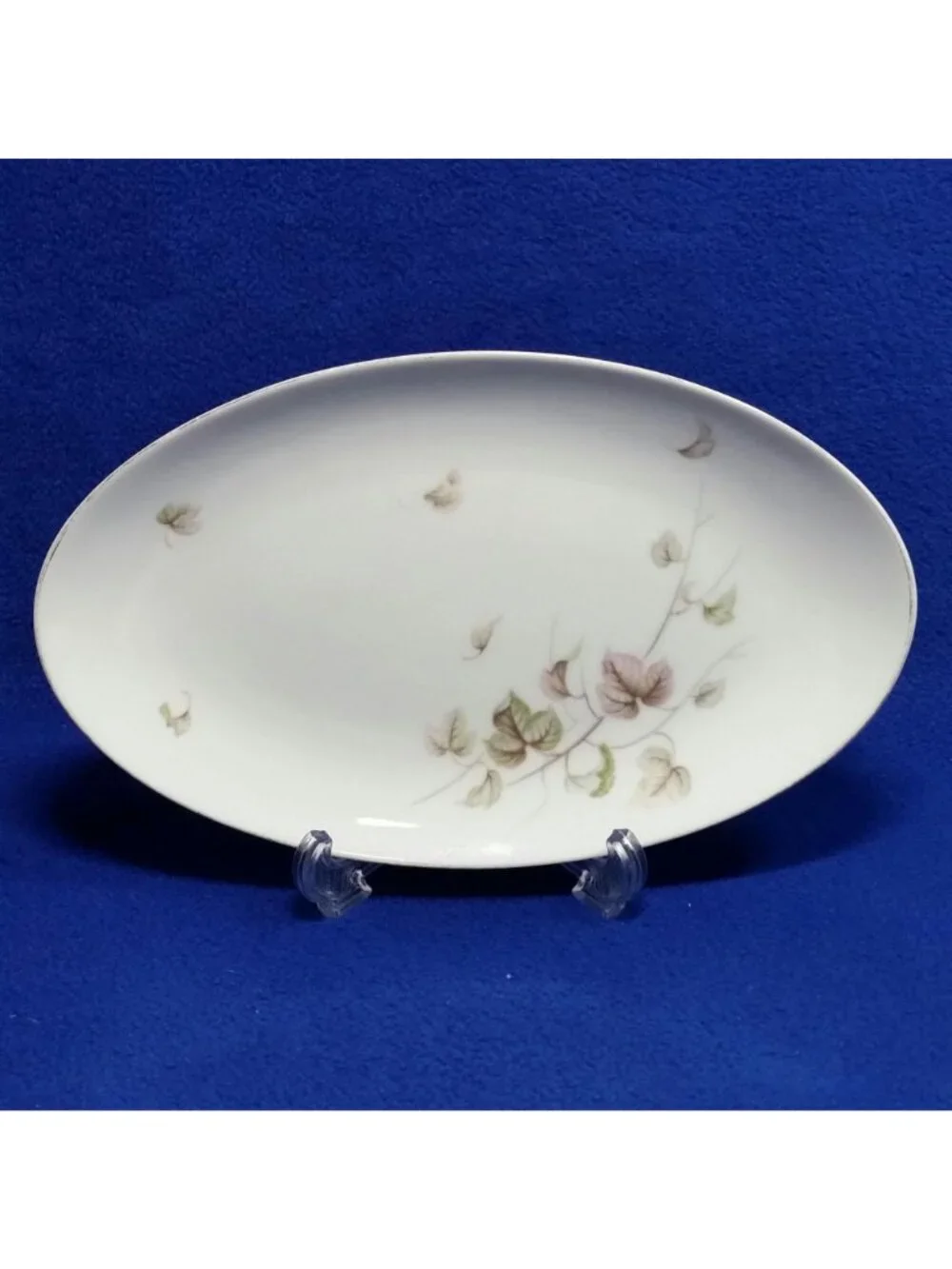 Yamaka China Breeze Underplate or Relish Dish 674 Pink, Brown and Grey Leaves